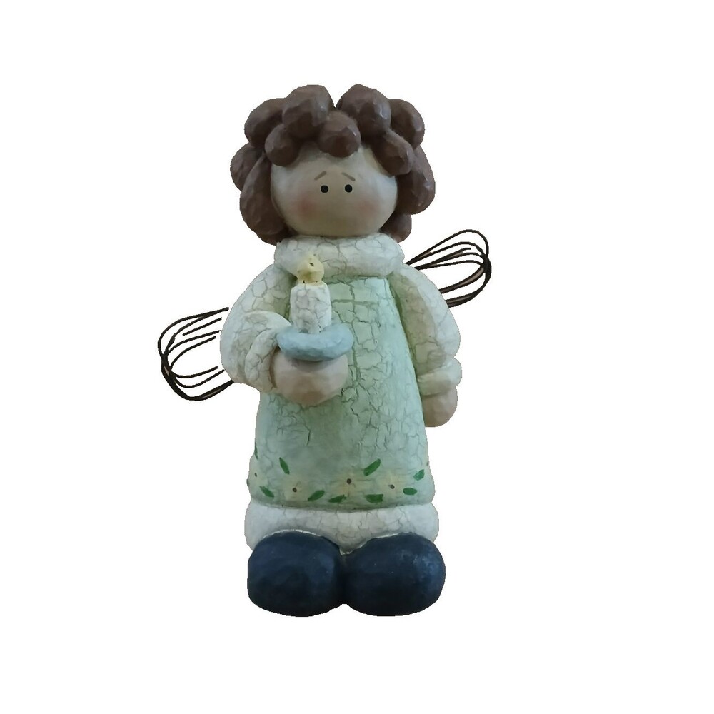 Prayer Angel of Courage Holding Candle Resin Figurine "I said a prayer for you"